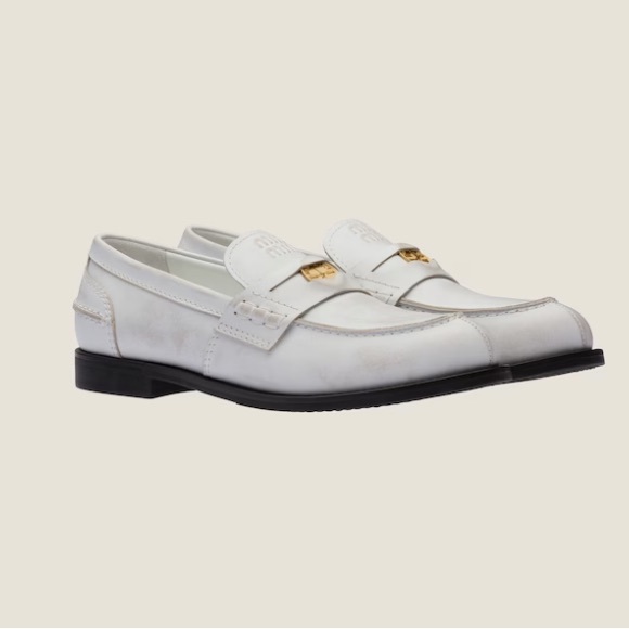 Miu Miu  Penny White Leather Loafers - size 8 - Picture 2 of 8